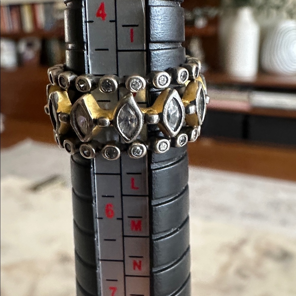 Freida Rothman stacked Silver and Gold Women's Rings. Size 5.